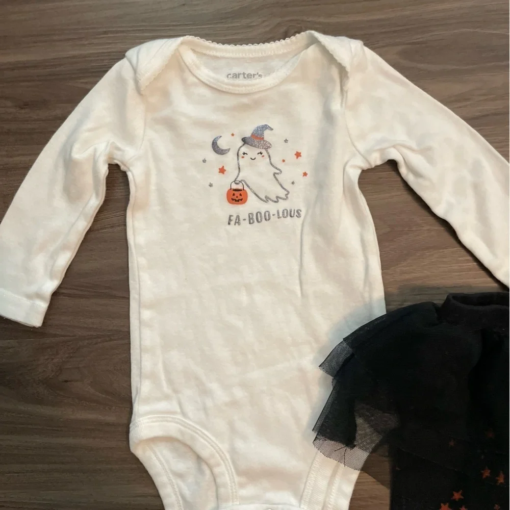 Carters Baby Girl Halloween Bodysuit and tutu Leggings Set size 6M